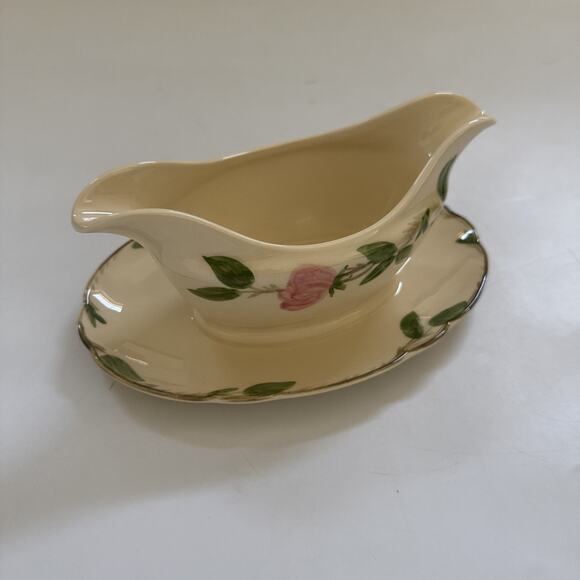 Vintage Franciscan Desert Rose Gravy Boat Attached Base Plate TV STAMP - Picture 1 of 9